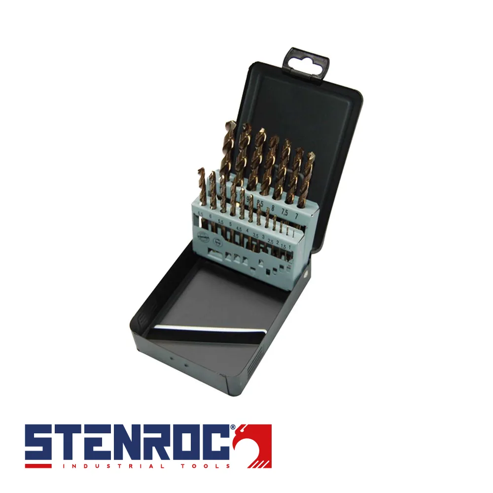STENROC Set de forets à métaux - HSS-Cobalt DIN 338, 19 pièces, metalbox - 1-10 mm