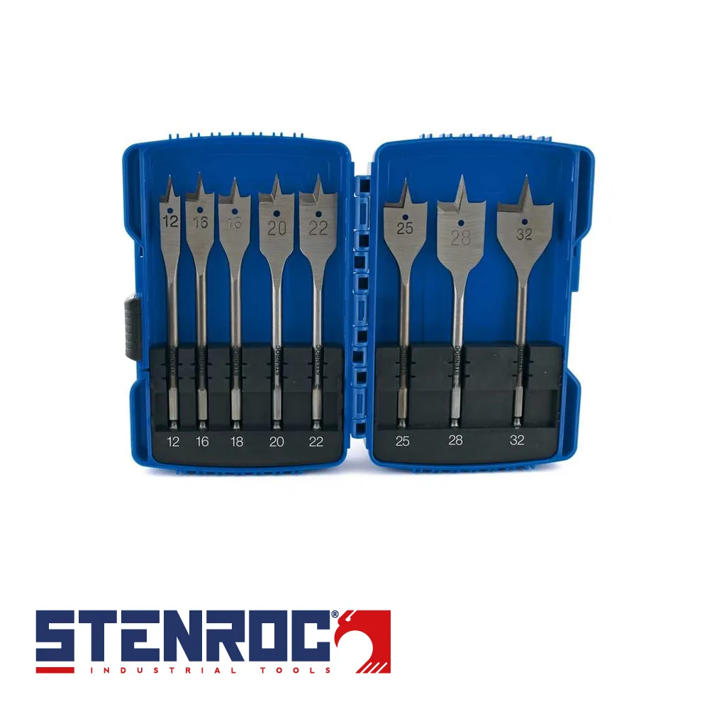 STENROC Set de mèches plates pour bois - GREY STAR FLATWOOD, 8 pièces - 12-152 mm