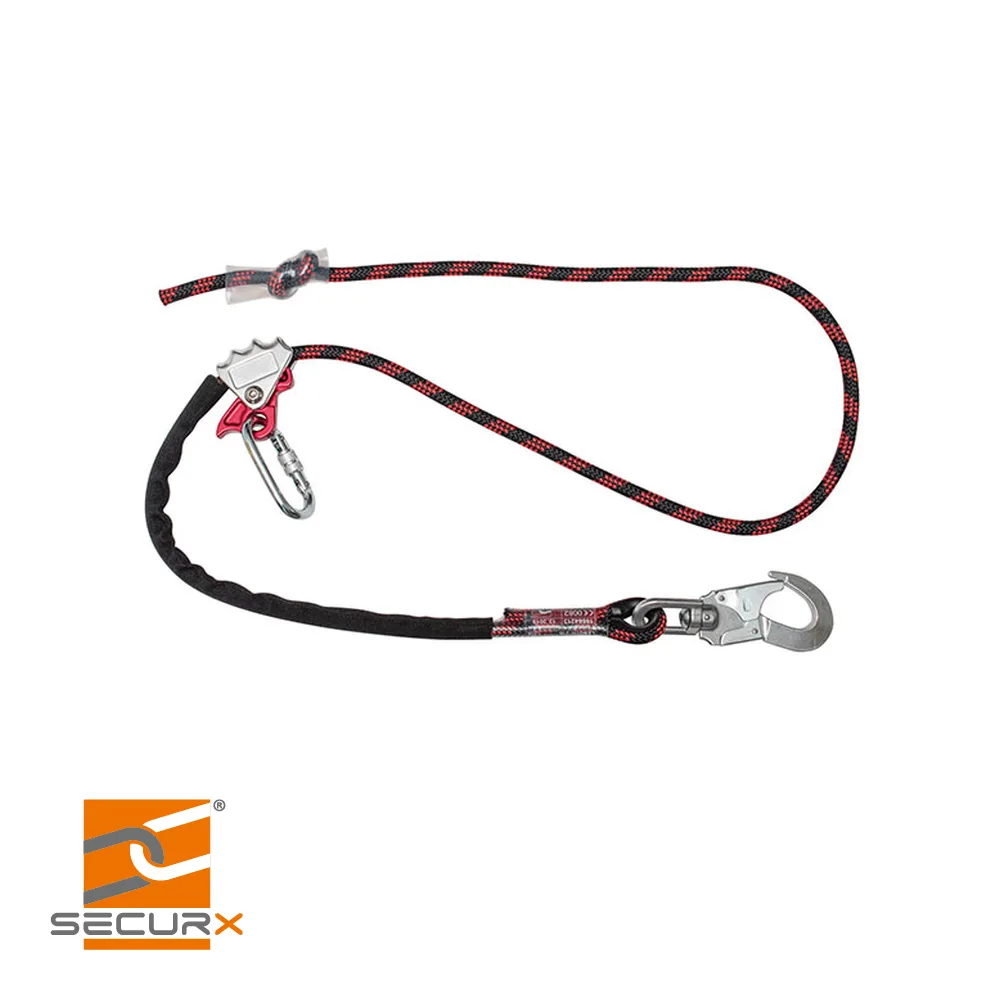 SECURX Longe de maintien - AUTO-BLOCK, corde PA, incl. mousqueton SH10, AH40 - 3 m