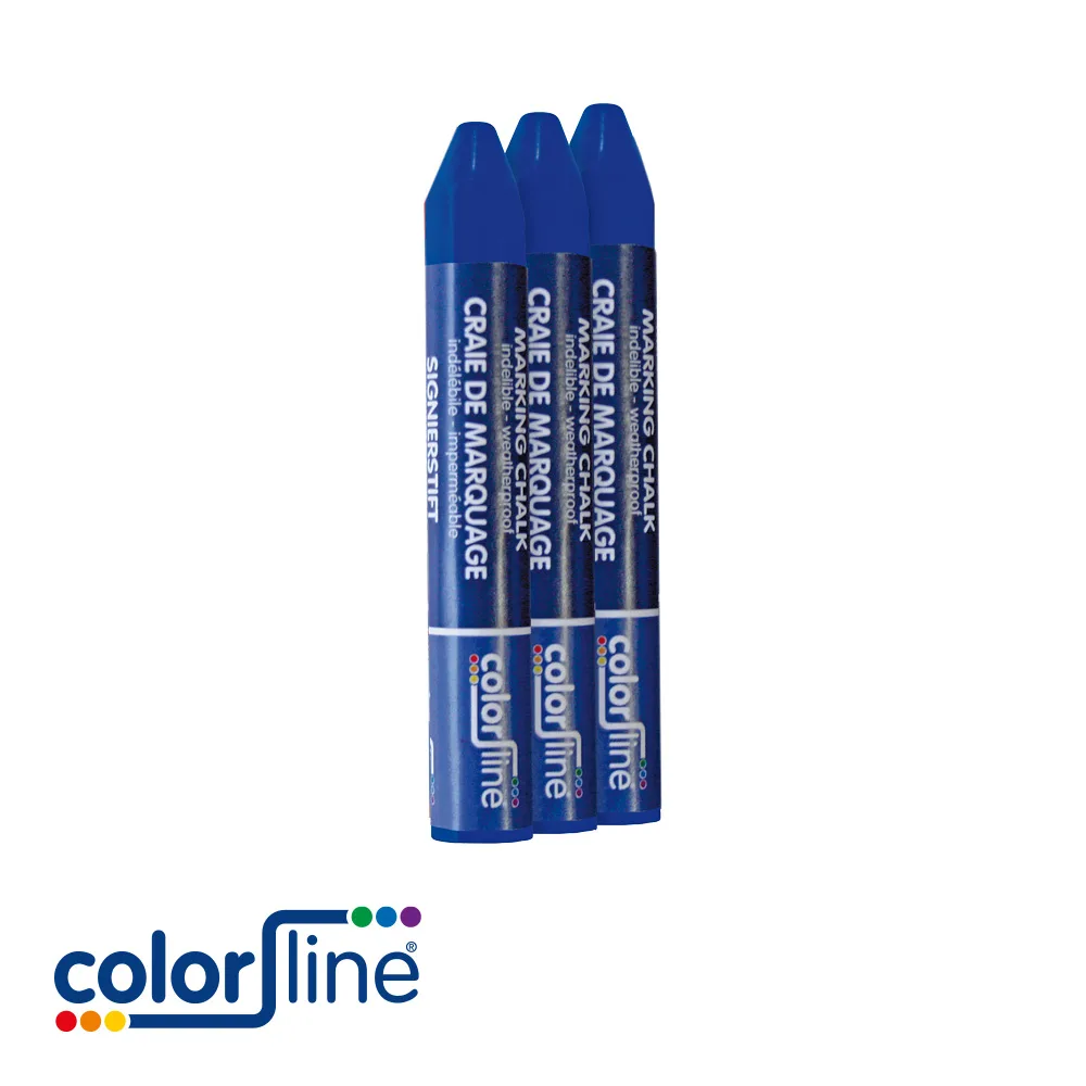 COLOR LINE Craie de cire - hexagonale, enveloppée, blauw, prix par 3 pc. - 90 mm