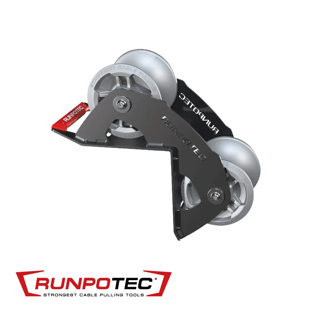 Rouleau de guidage pour câble - 90°, 2 rouleaux - 353 x 317 mm - RUNPOTEC