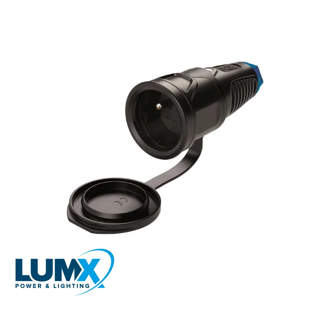 Prise femelle - 2P + A, caoutchouc, clapet, IP 54 - LUMX