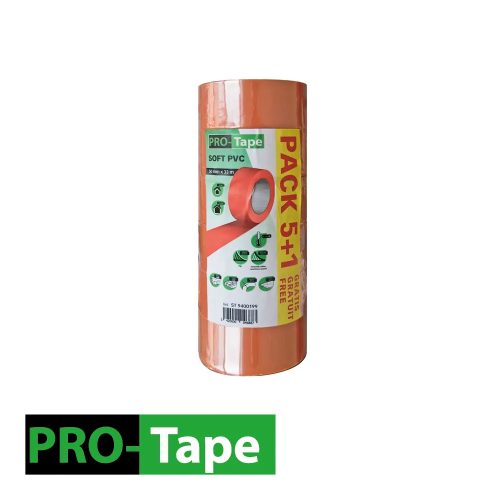 PRO-TAPE PVC Tape - PREMIUM, soft, orange, promopack 5 + 1, prix par promopack - 50 mm x 33 m