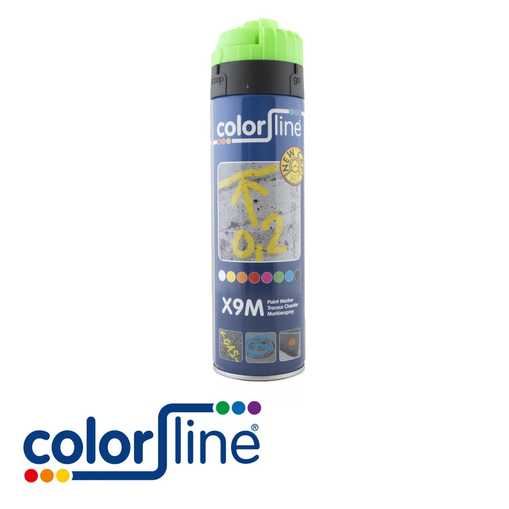 COLOR LINE Peinture de marquage - PAINT MARKER X9M, traceurs de chantier, vert fluo - 500 ml