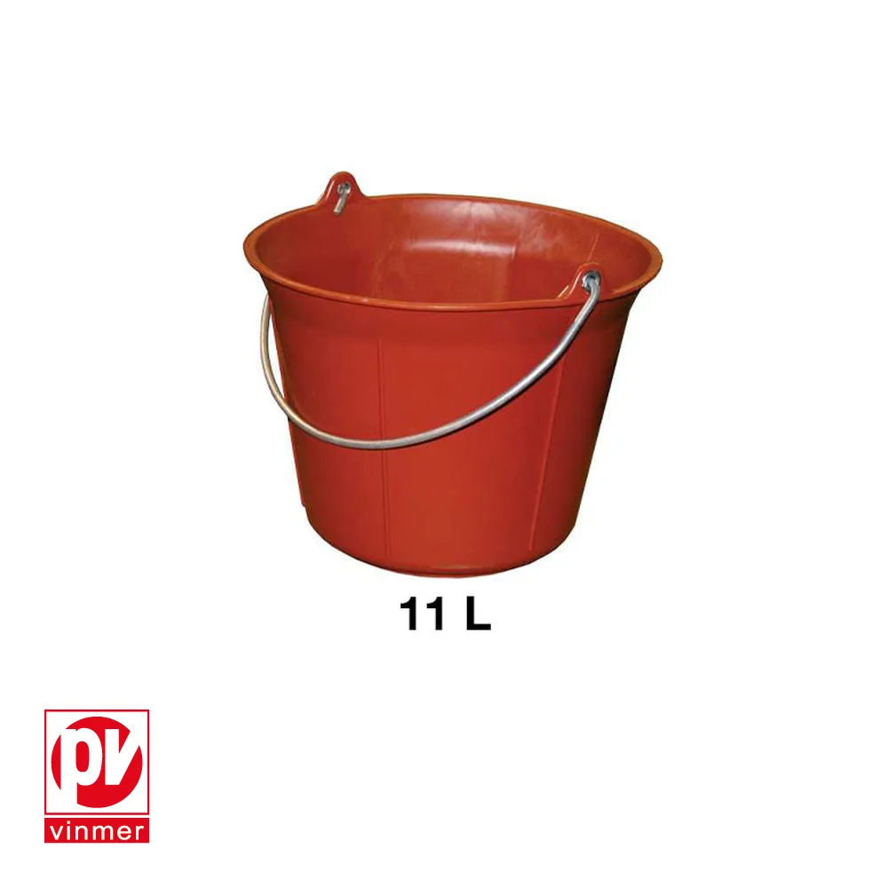 Seau de maçon - PE + caoutchouc, rouge - 11 L - VINMER