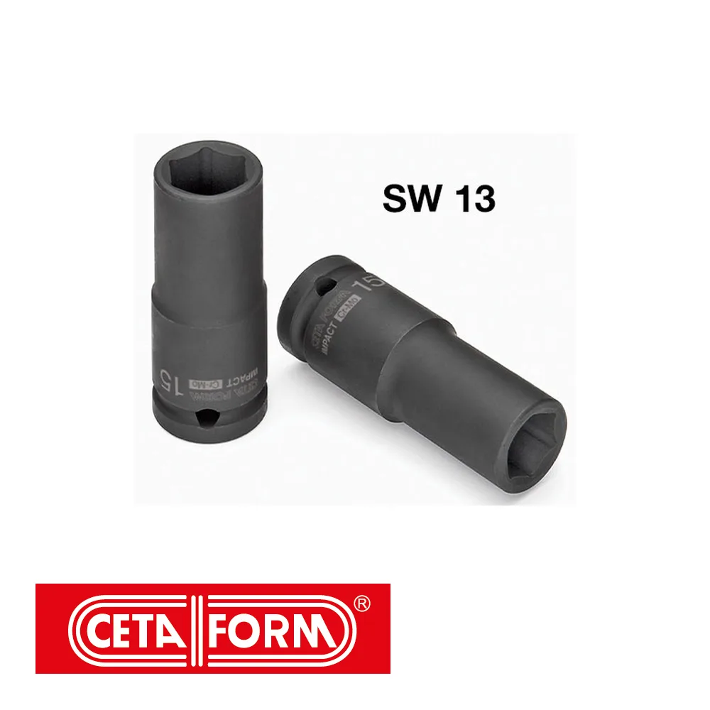 CETAFORM Douille à choc - IMPACT, 6-pans, 1/2", 78 mm, noir, sur carte - SW 15 mm