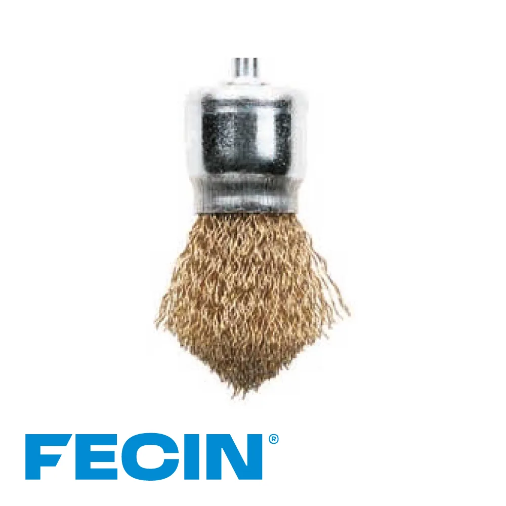 FECIN Brosse pinceau industrielle - type F-22, stang 6 mm, laitonné, 0,30 mm, blister - Ø 26 mm