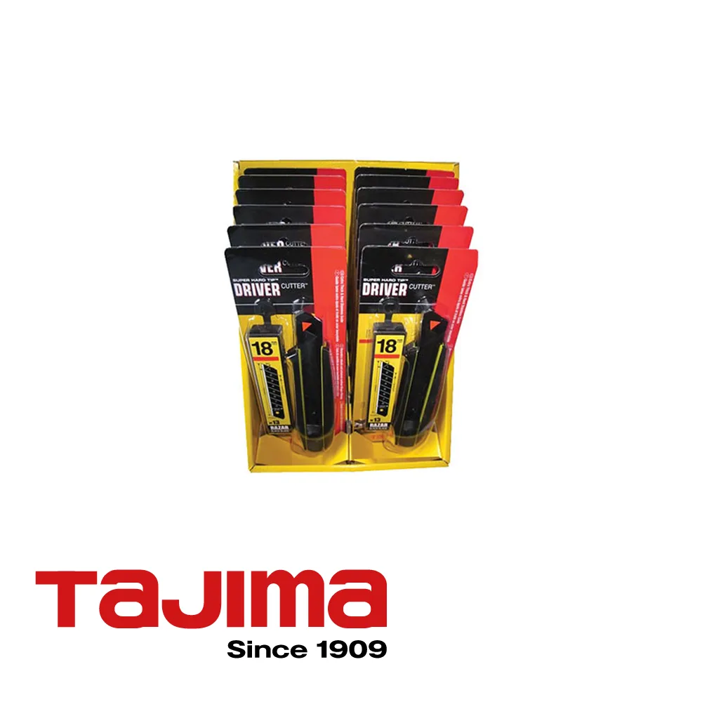 TAJIMA Cutter - DRIVER, turn-lock, pointe trempée, 13 lames RB, display 12 pc, prix par pc. - 18mm