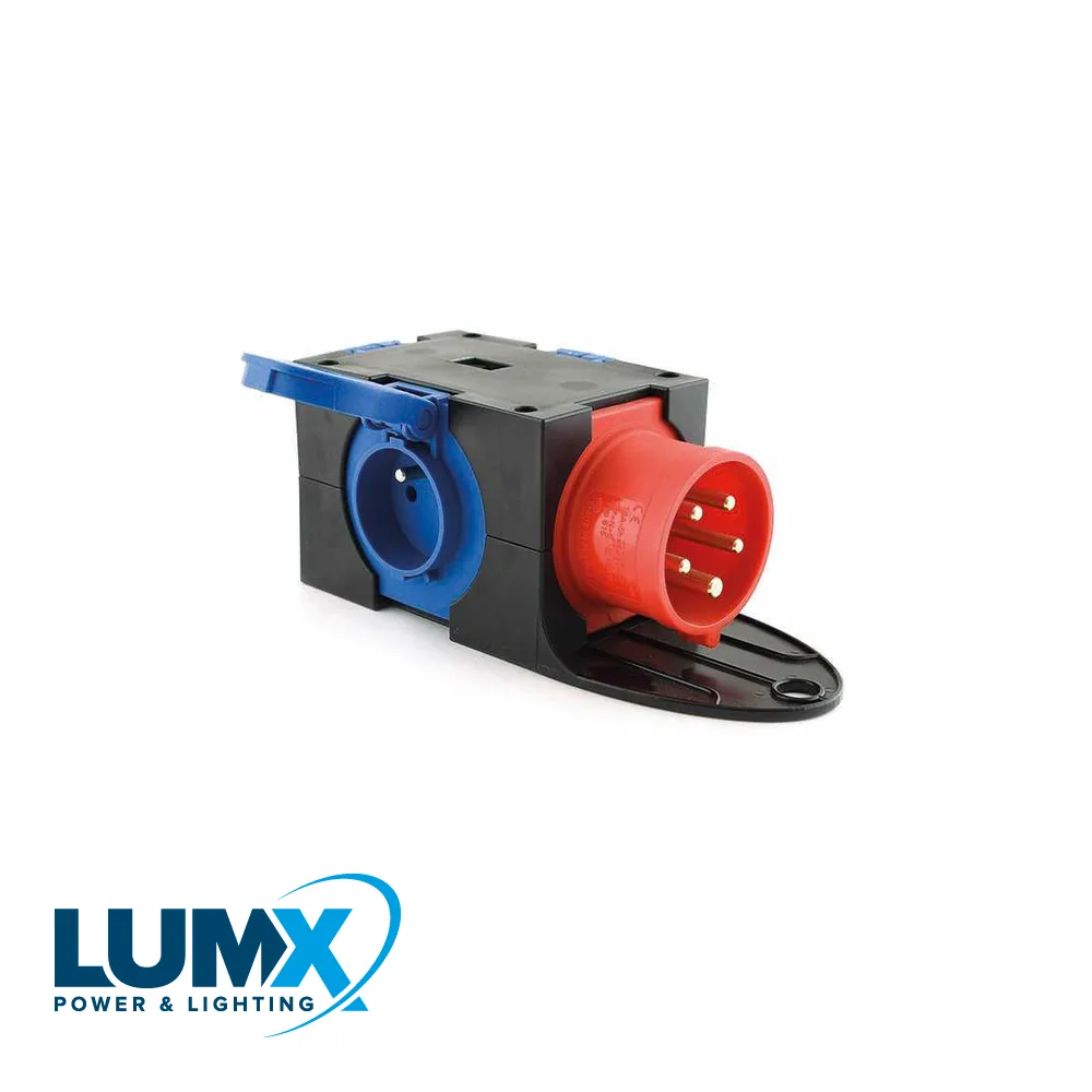 CEE box - ST ANTON, PCE 9430478, in: CEE 16A 5P, out: 3x 16A (BE/FR) - LUMX