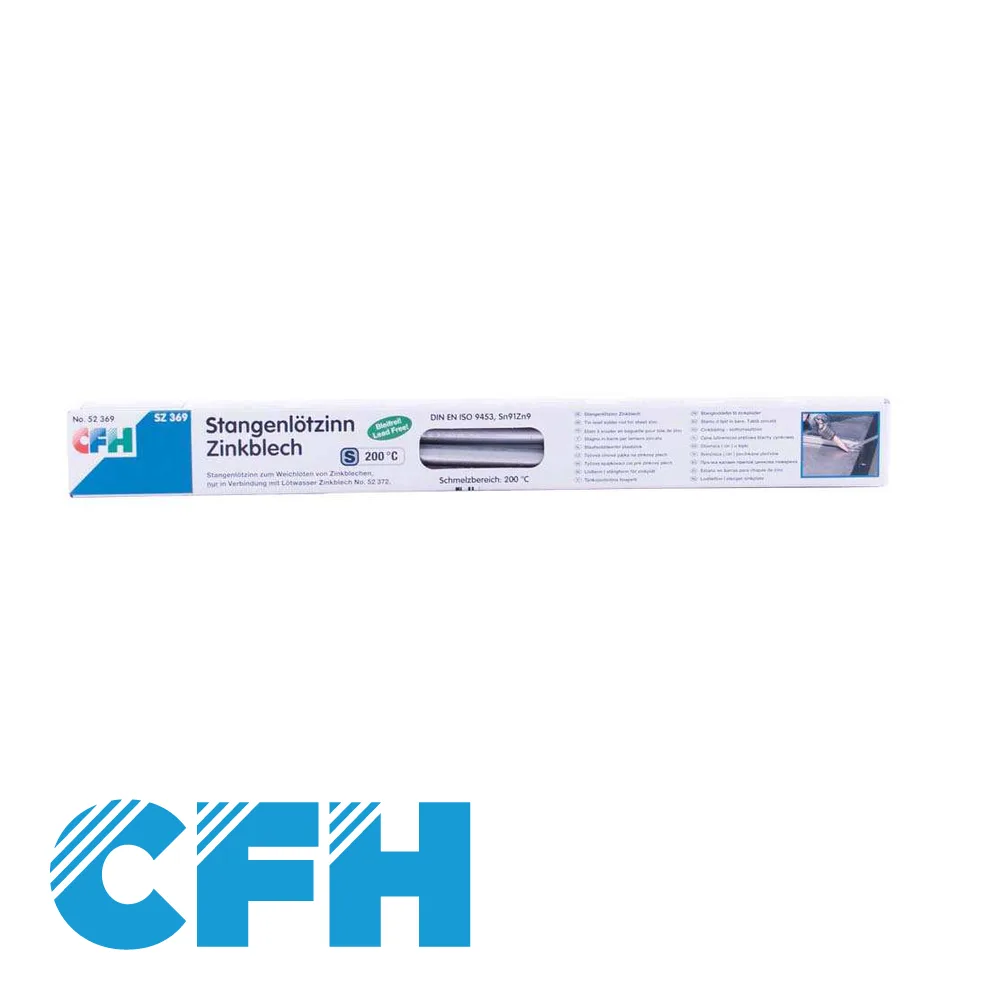 Baguette de brasure - 91% étain, 9% zinc, prix par 4 pc. - 400 mm - CFH