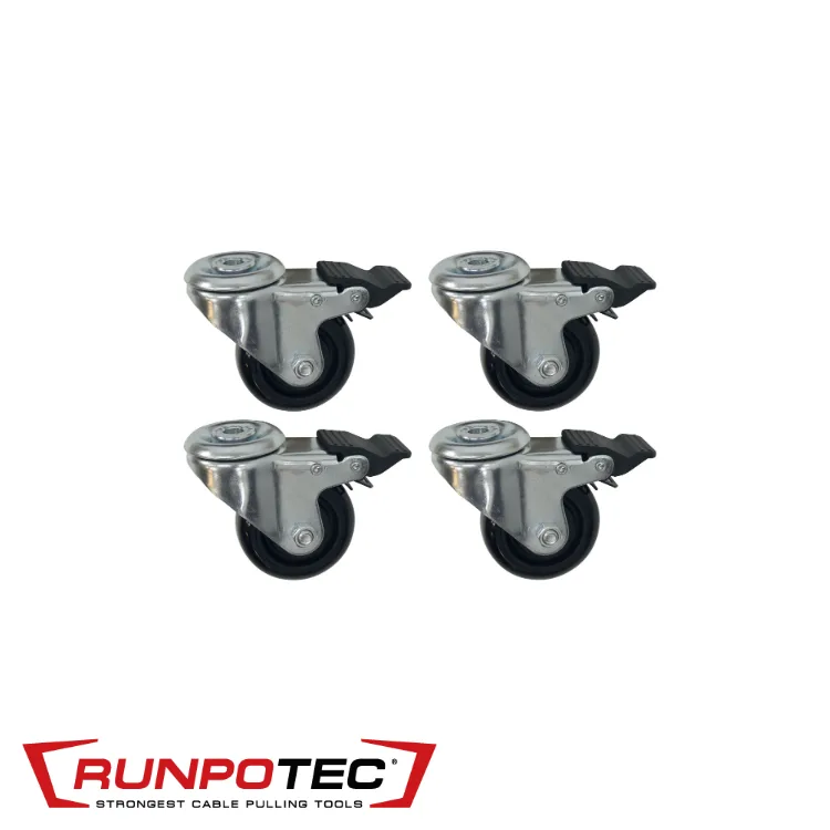 RUNPOTEC Set de roues - pour dérouleur de câble PRO, avec frein de blocage, 4-delig