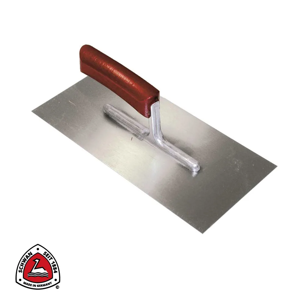 SCHWAN Plâtresse - professionnel, acier, manche bois courbé - 280 x 130 x 0,7 mm
