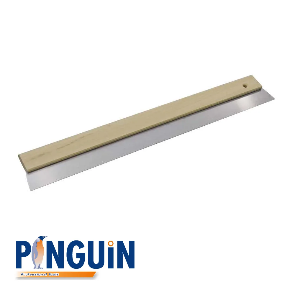 Couteau à enduire - inox, manche bois - 800 x 0,7 mm - PINGUIN