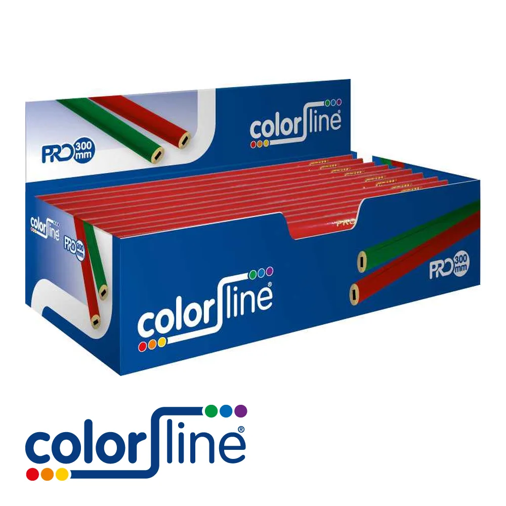 COLOR LINE Crayon de menuisier - PRO 101, laqué rouge, prix par 100 pc. - 300 mm
