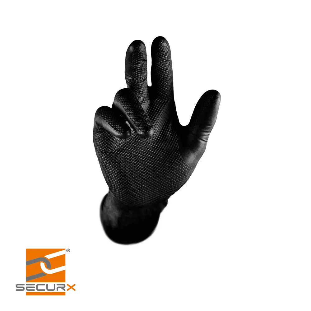 SECURX Gants de sécurité - GRIPPAZ 246 NITRILE, noir, 0,15 mm, prix par 50 pc. - taille 11