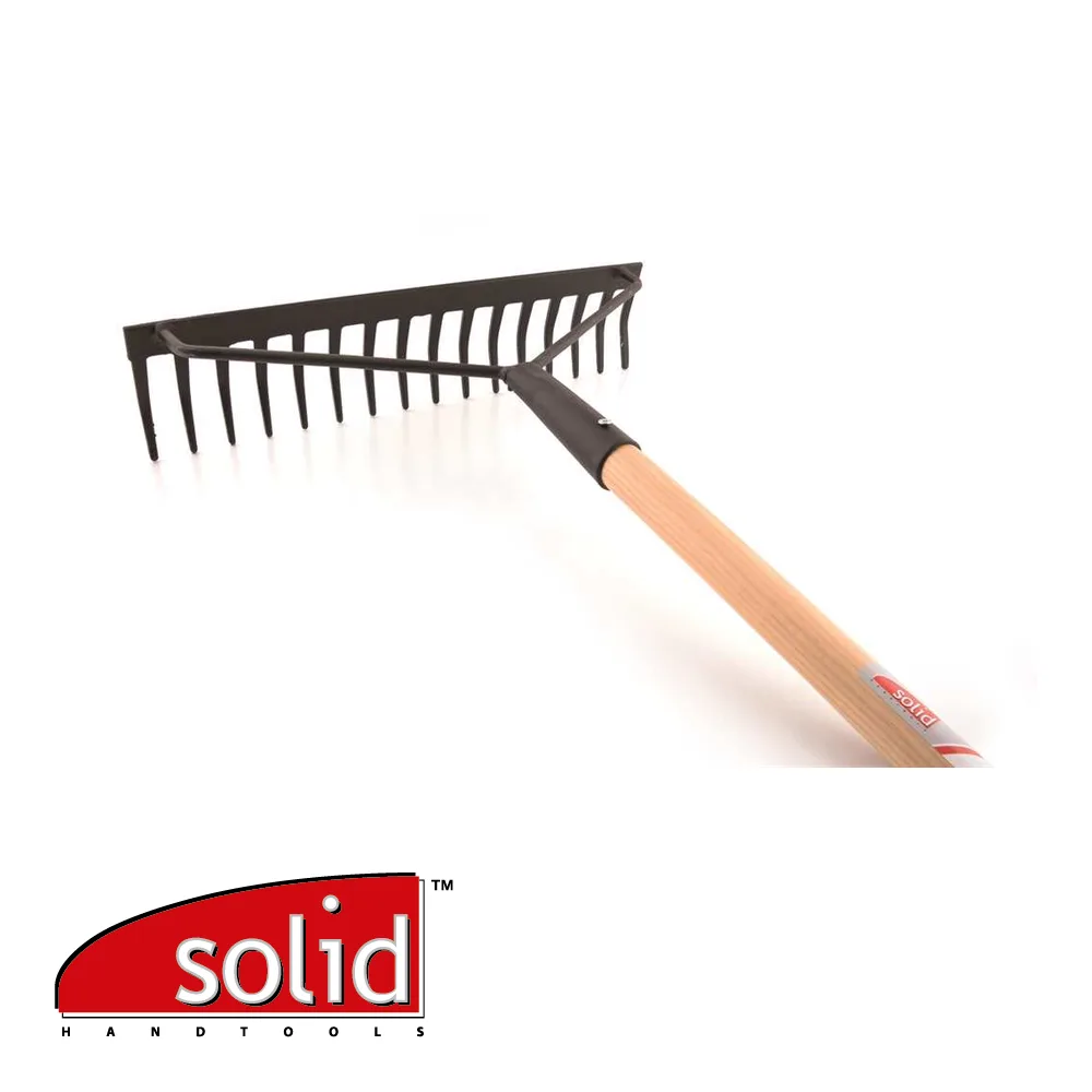 Rateau - courbé, renforcé, 16 dents, manche bois, Ø 28 mm - 1500 mm - SOLID
