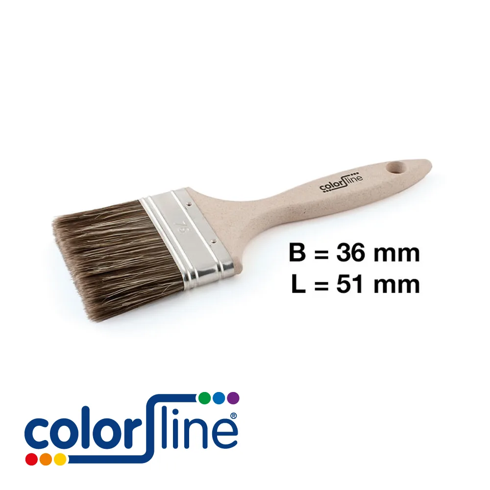 COLOR LINE Brosse de peintre - STD, plate, compo grip, fibres mixtes - 36 mm - WOOD