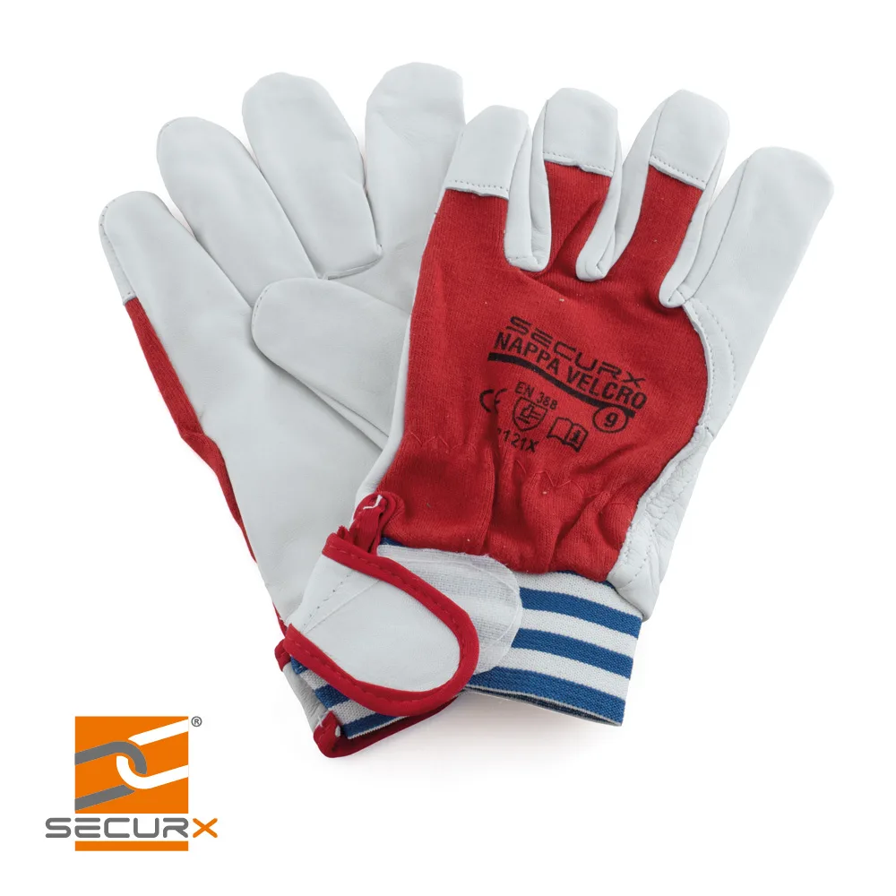 SECURX Gants de sécurité - NAPPA VELCRO, cuire, coton, 2121X, prix par paire - taille 10