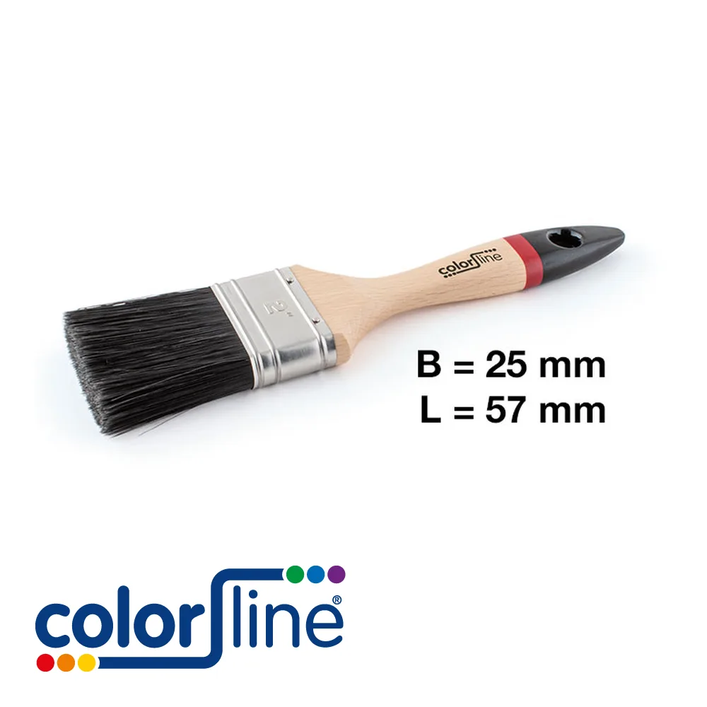 COLOR LINE Brosse de peintre - PRO, plate, fibres mixtes noires - 25 mm - OIL / ALL