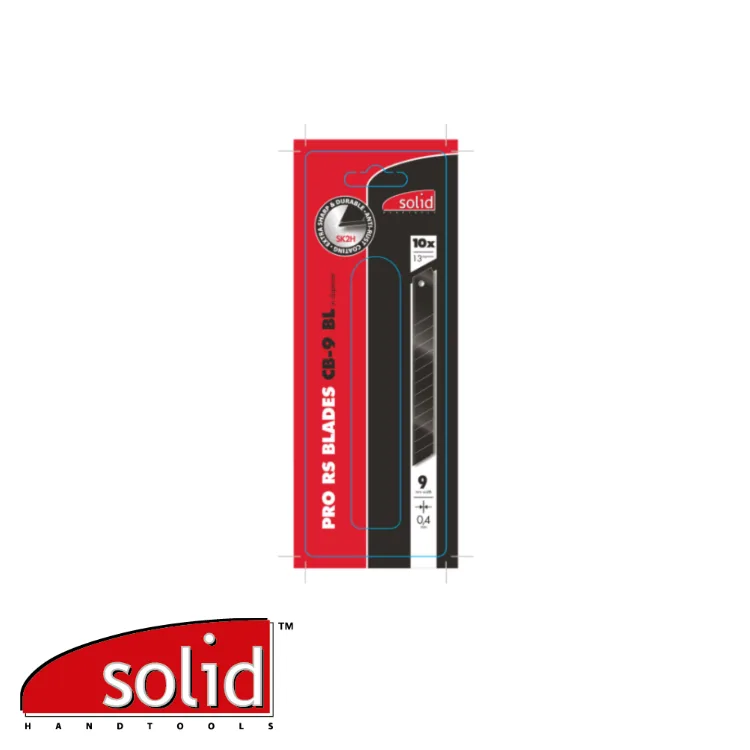 Lames sécables - CB-9 BL, PRO-RS, noir, prix par 10 pc. - 9 x 0,40 mm - SOLID