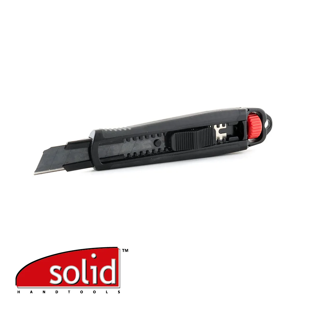 Cutter - auto-lock, turn-lock, noir, ultra sharp - 18 mm - SOLID