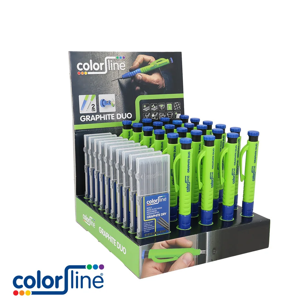 COLOR LINE Porte-mine - GRAPHITE DUO, display 24 pc., 10x10 mines de rechange graphite