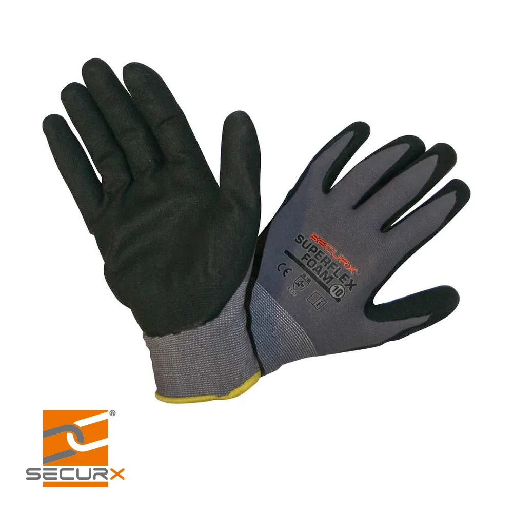 SECURX Gants de sécurité - SUPERFLEX FOAM, noir, 4131X, prix par paire - taille 11