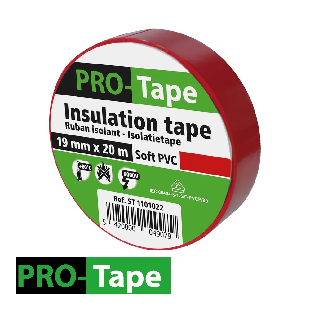 Ruban adhésif isolant - VDE, rouge, prix par 5 pc. - 19 mm x 20 m - PRO-TAPE