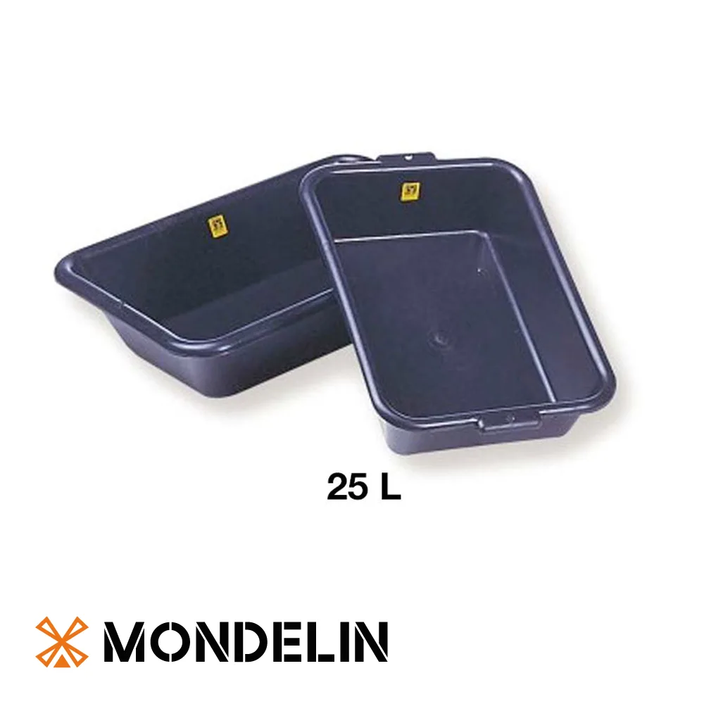 Auge à mortier - rectangulaire, PE, noir - 25 L - MONDELIN