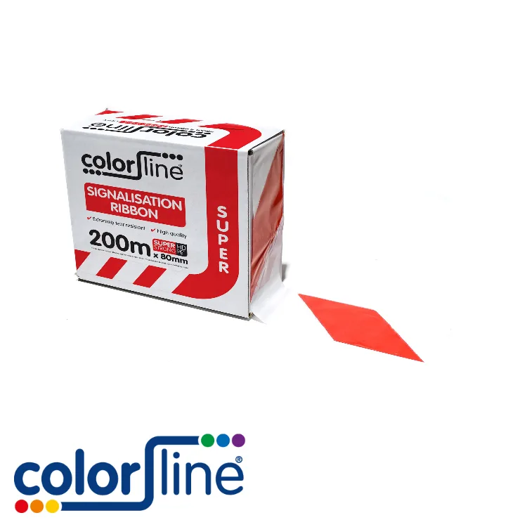COLOR LINE Ruban de signalisation - SUPER STRONG, blanc-rouge, carton de déroulement - 80mm x 200m