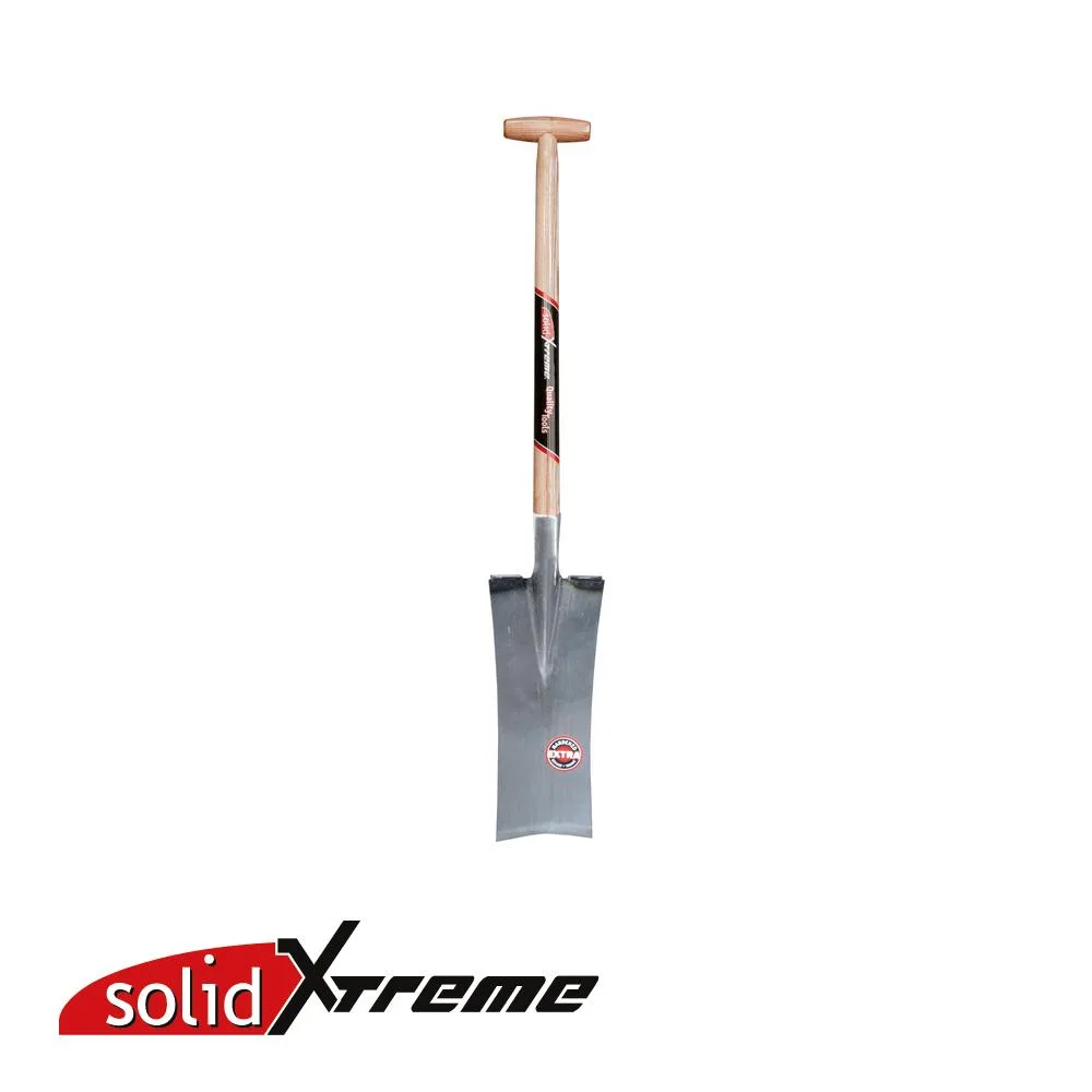 SOLID XTREME Bêche terrassière - tranchant droit, pose pied soudé, 380 mm, manche-T frêne - 700 mm