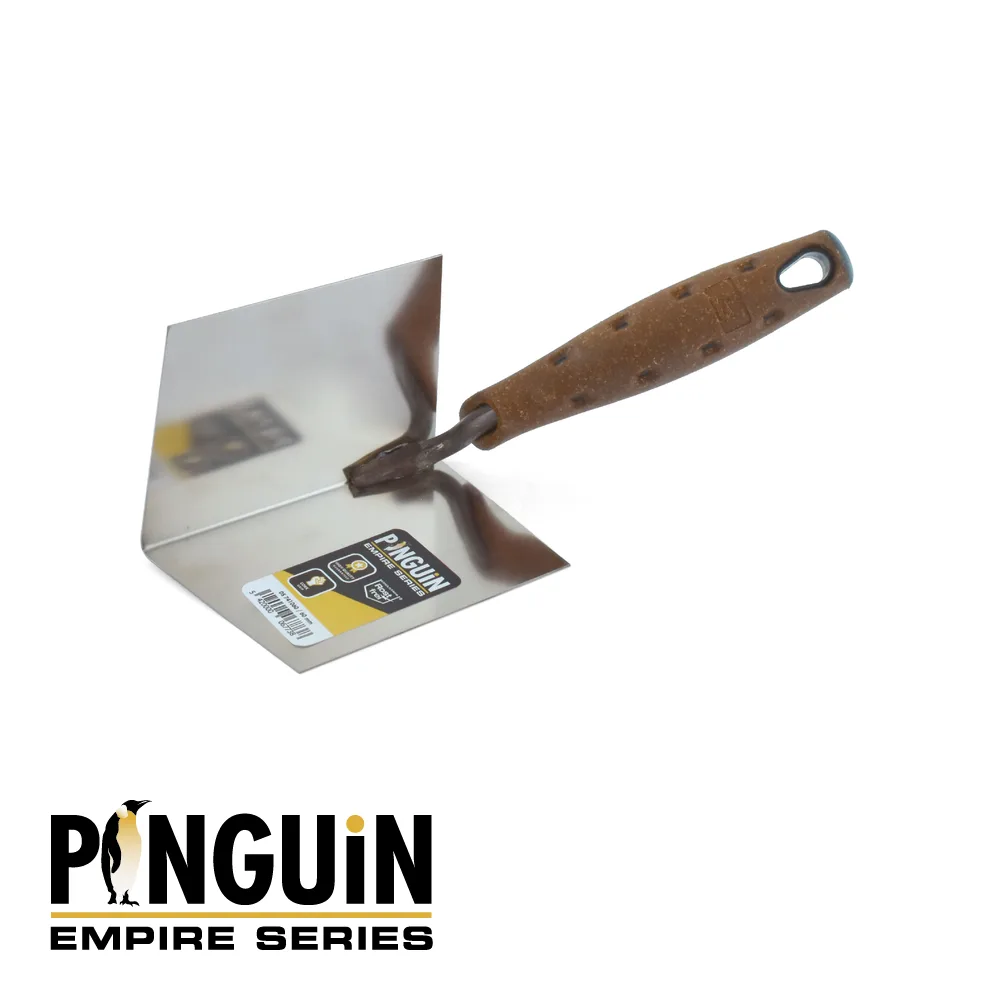 PINGUIN EMPIRE Truelle d'angle - pour angle intérieur, inox, poignée liège - 110 x 75 x 75 mm