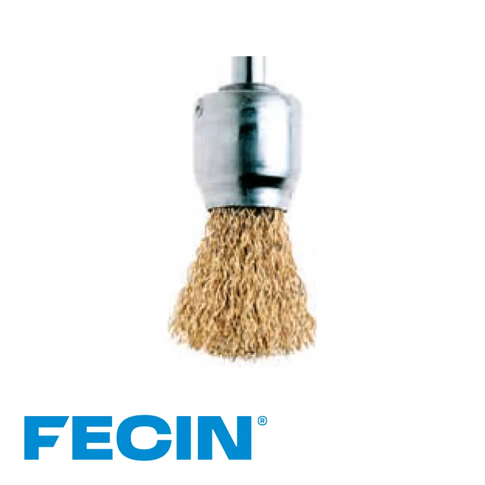 FECIN Brosse pinceau industrielle - type F-22, stang 6 mm, laitonné, 0,30 mm, blister - Ø 19 mm