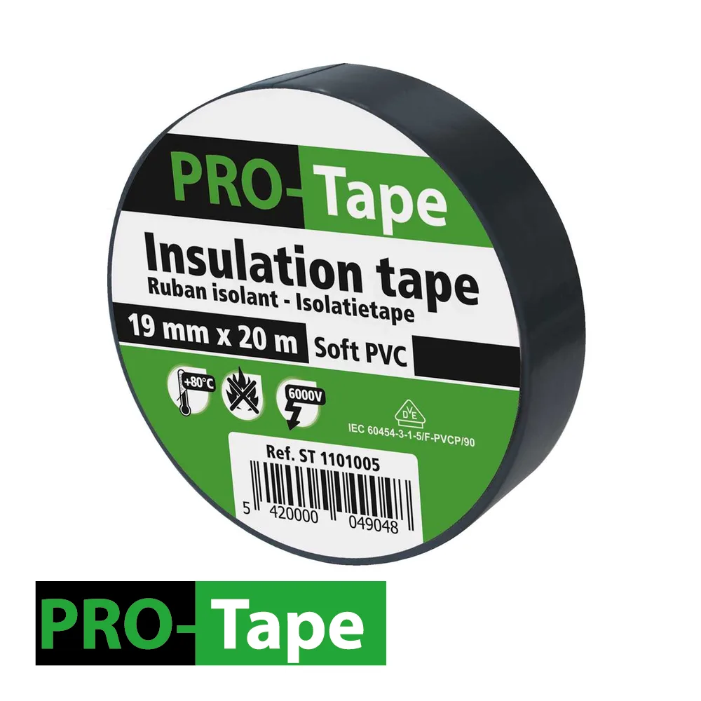 Ruban adhésif isolant - VDE, noir, prix par 5 pc. - 19 mm x 20 m - PRO-TAPE