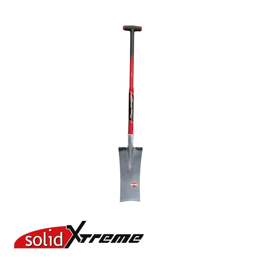 SOLID XTREME Bêche terrassière - tranchant droit, pose pied soudé, 380 mm, manche-T fibre - 850mm