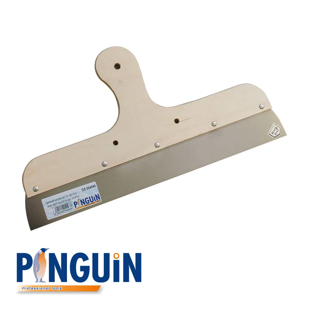 Couteau à enduire - inox, manche bois - 400 x 0,7 mm - PINGUIN