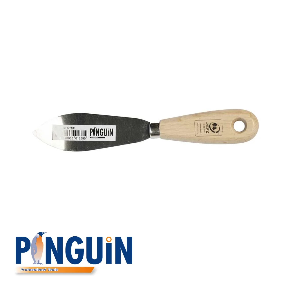 PINGUIN Couteau à mastiquer - acier, manche bois, feuille de laurier, PEFC - 110 x 35 mm