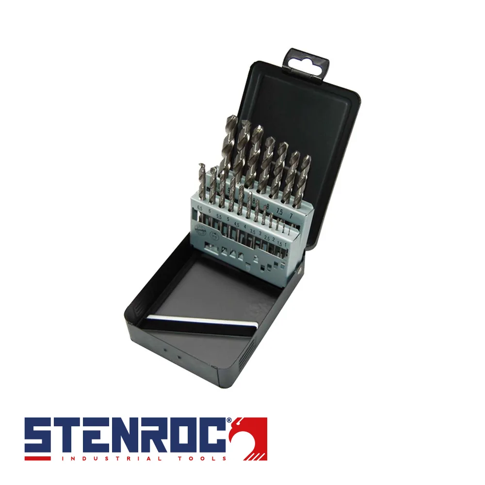 STENROC Set de forets à métaux - HSS Premium DIN 338, 19 pièces, metalbox - 1-10 mm