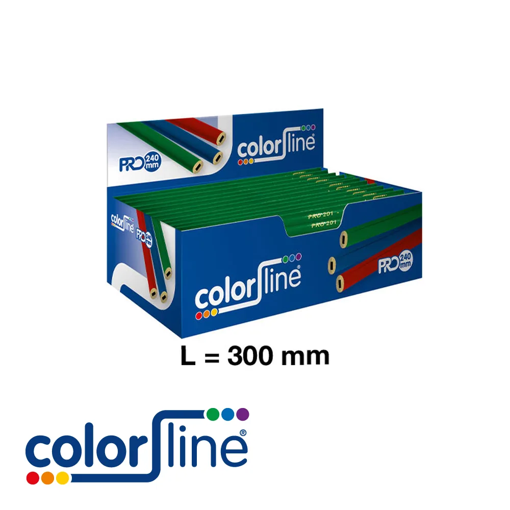 Crayon de maçon - PRO 201, laqué vert, prix par 100 pc. - 300 mm - COLOR LINE