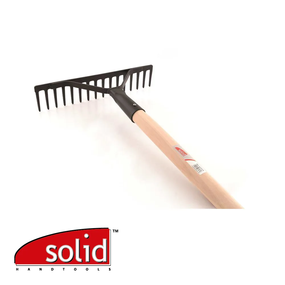 SOLID Rateau de bâtiment - renforcé, 16 dents, 400 mm, manche bois, Ø 38 mm - 1300 mm