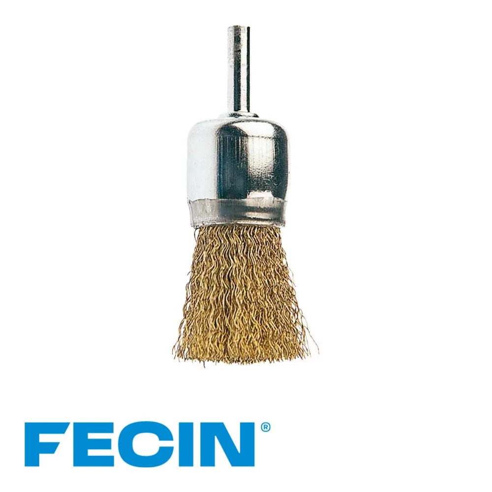 Brosse pinceau - type BE, tige 6 mm, laitonné, 0,30 mm, vrac - Ø 26 mm - FECIN