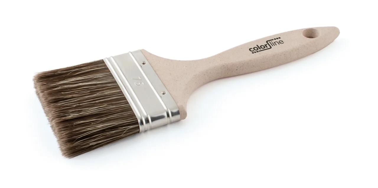 COLOR LINE Brosse de peintre - STD, plate, compo grip, fibres mixtes - 76 mm - WOOD