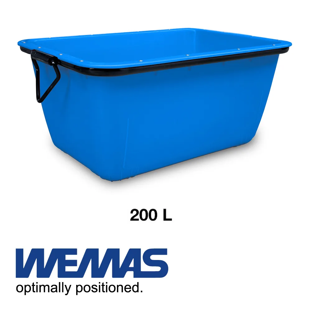 Auge à mortier - rectangulaire, grutable, GS-TÜV 700 kg, vert - 200 L - WEMAS