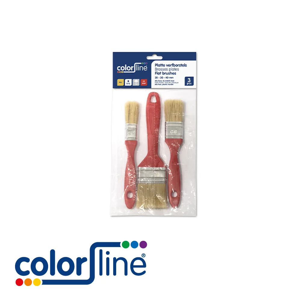 COLOR LINE Set de brosses - STD, plate, PP-grip, fibres mixtes - 20-30-40 mm - ALL (EX BR 80985)