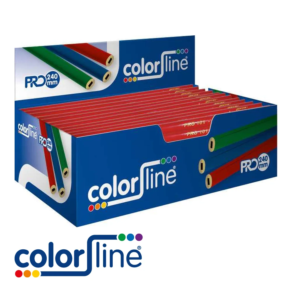 COLOR LINE Crayon de menuisier - PRO 101, laqué rouge, prix par 100 pc. - 240 mm