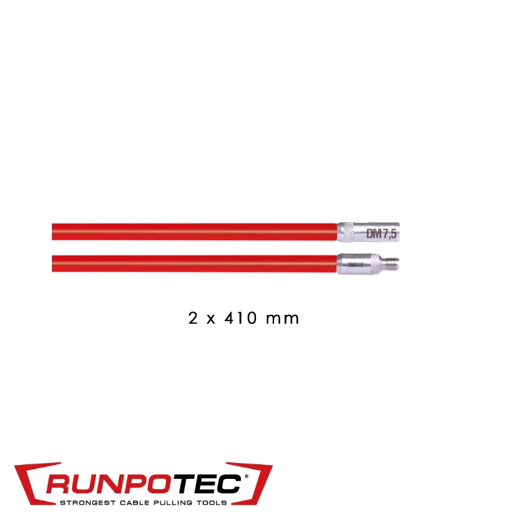 RUNPOTEC Baguette en fibre - pour RUNPOSTICKS, rouge, hard, prix par 2 pc. - Ø 7,5 mm x 0,41 m