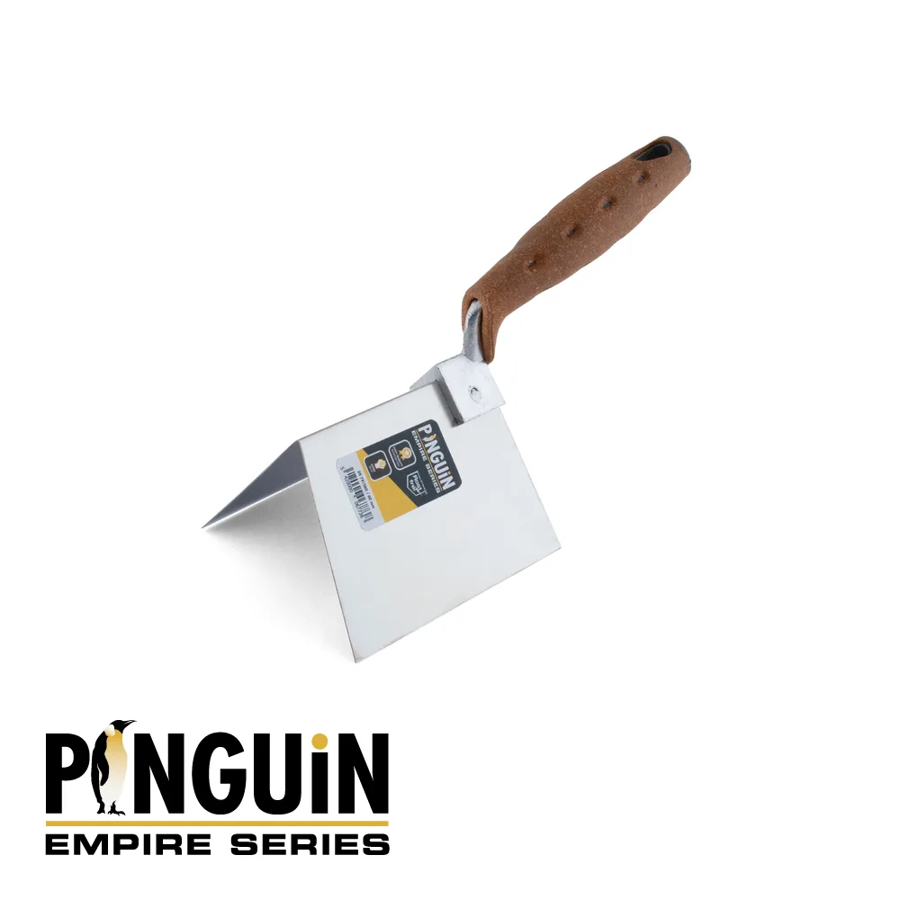 PINGUIN EMPIRE Truelle d'angle - pour angle extérieur, inox, poignée liège - 125 x 100 x 100 mm
