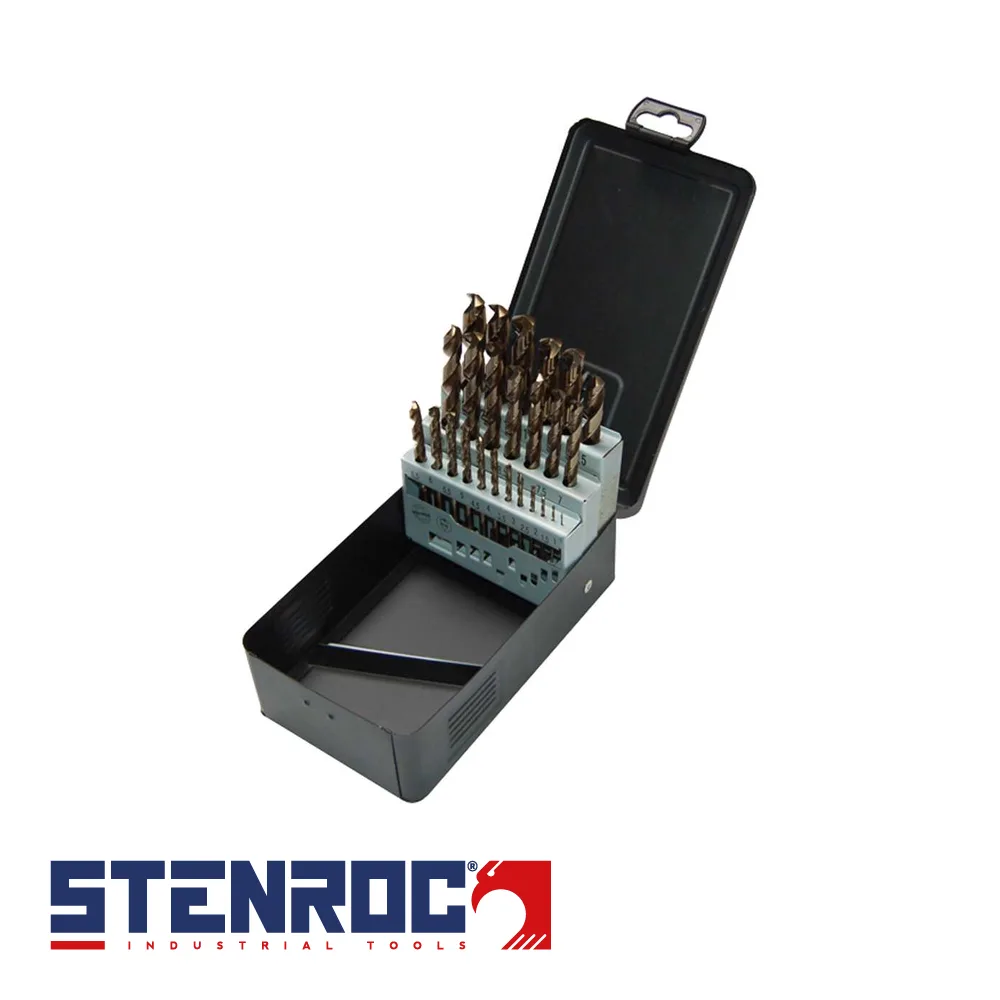 STENROC Set de forets à métaux - HSS-Cobalt DIN 338, 25 pièces, metalbox - 1-13 mm