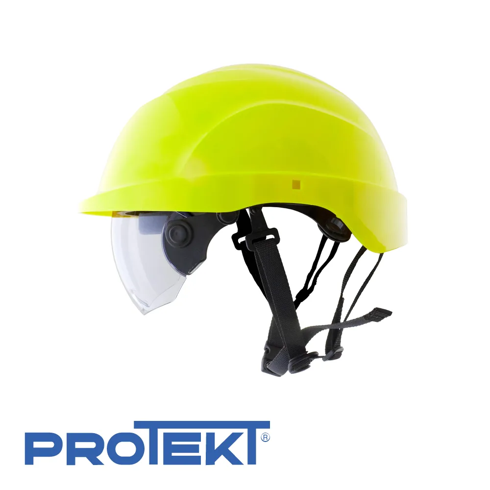 PROTEKT Casque de sécurité - ATRA 20 - jaune fluo, ABS, visière - EN 397, EN 166, EN 50365