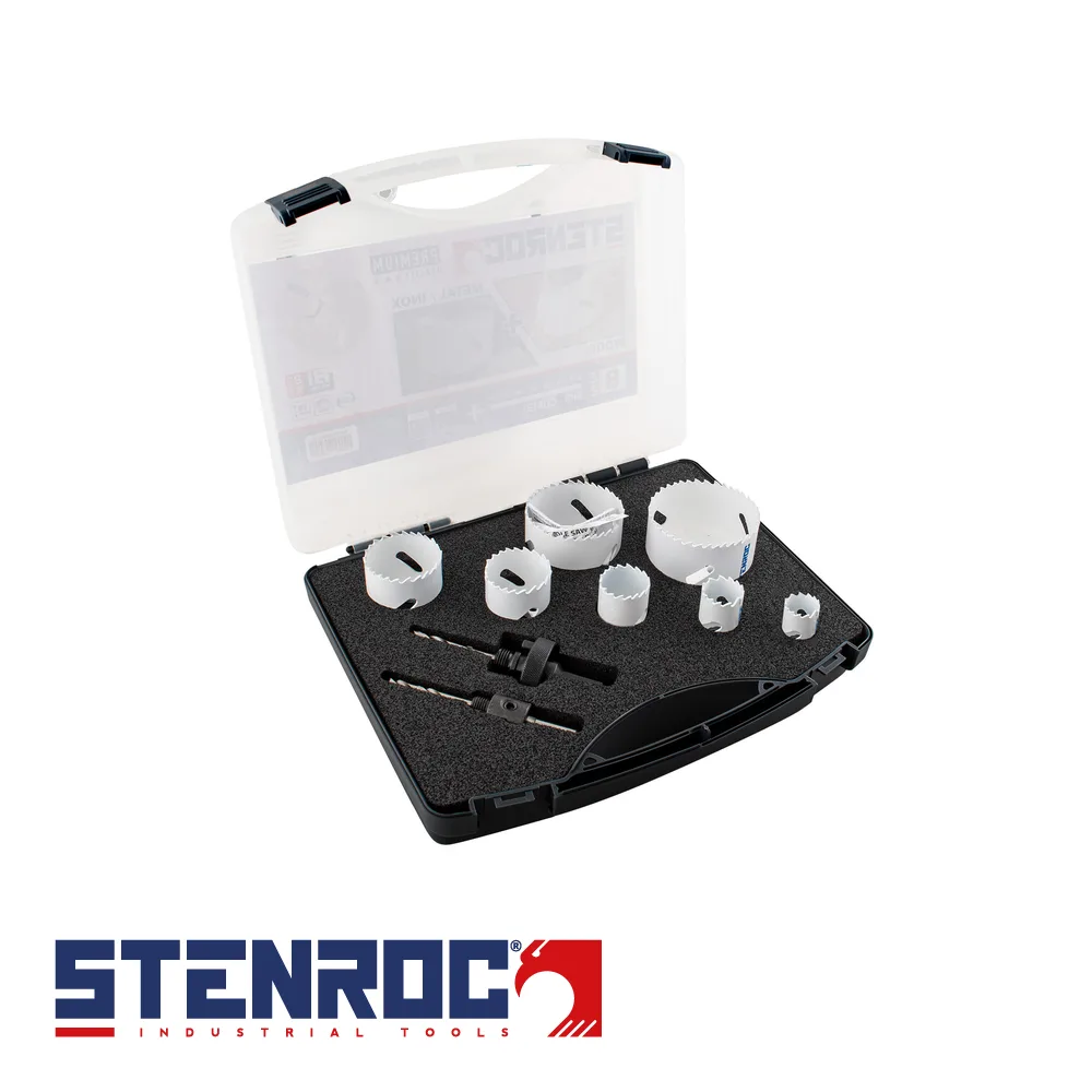 STENROC Set de scies-trépans - SK8, bi-metal, sanitair, 9 pc., coffre - 19-68 mm (EX SR 28081005)
